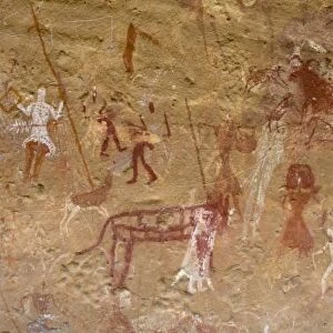 Prehistoric rock paintings, Akakus, Sahara desert, Fezzan, Libya