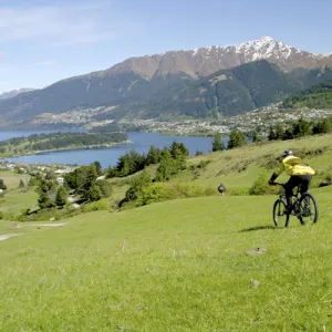 Queenstown, Deer Park, New Zealand. Bike riding through the outer lying hills of Queenstown