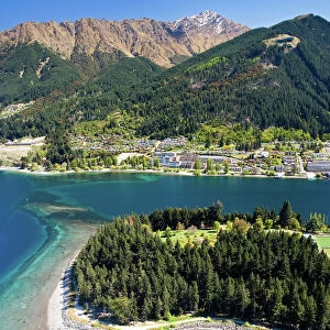 Queenstown and Lake Wakatipu, South Island, New Zealand - aerial