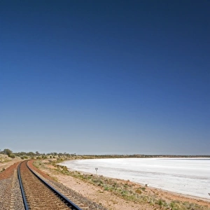 Railway Line by Lake Hart, Stuart Highway near Woomera, Outback, South Australia
