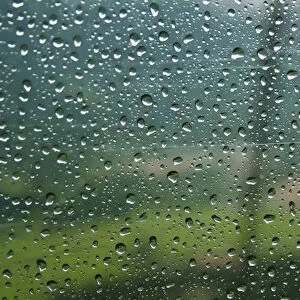 Rain drops on a cable car going up the mountains in the Bavarian Alps
