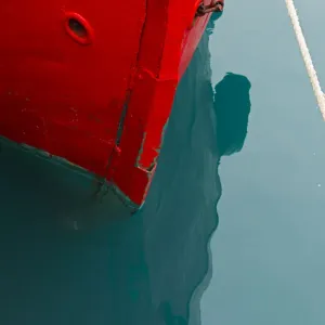 Red boat on the ocean, Narsarsuaq, Greenland Red boat on the ocean, Narsarsuaq, Greenland