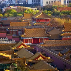Red Pavilion among Old Imperials Buidings Forbidden City Beijing China Resubmit--In Red Pavilion among Old Imperials Buidings Forbidden City Beijing China Resubmit--In