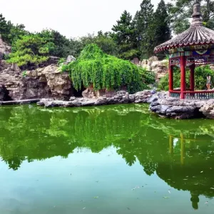 Red Pavilion Rock Garden Water Pond Reflection Print Red Pavilion Rock Garden Water Pond Reflection Print
