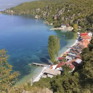 Lake Ohrid Print, a photograph of Macedonia's coastline and beach areas