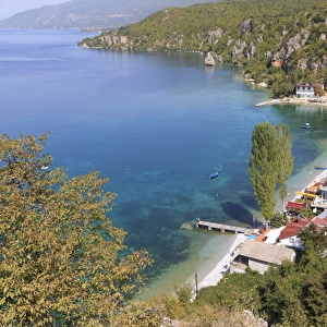 Republic of Macedonia, Ohrid and Lake Ohrid, coastline, beach areas, rocky cliffs