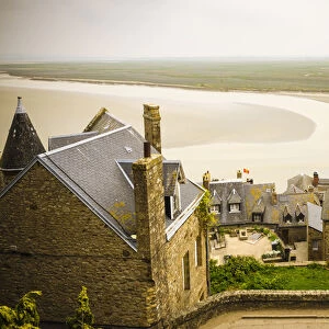 Rooftops and bay, Mont Saint-Michel, Normandy, France