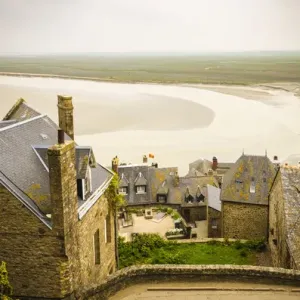 Rooftops and bay, Mont Saint-Michel, Normandy, France