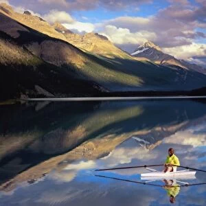 A rower on Banff Lake in the Canada (MR)