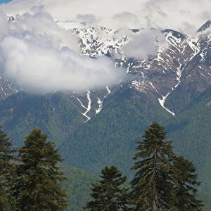 Russia, Caucasus Mountains, Sochi Area, Krasnaya Polyana, Carousel Mountain, mountain landscape