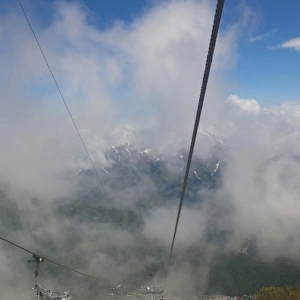 Russia, Caucasus Mountains, Sochi Area, Krasnaya Polyana, Carousel Mountain cable car