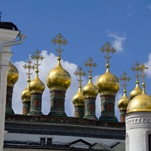 Russia, Moscow, The Kremlin. Russia, Moscow, The Kremlin. Terem Palace, guilded cupolas