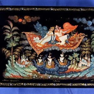Russia, Yaroslavl, Uglich, hand-painted lacquered box from Palekh, RESTRICTED: Not