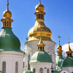 Saint Sophia Sofia Cathedral Spires Tower Golden Dome Sofiyskaya Square Kiev Ukraine