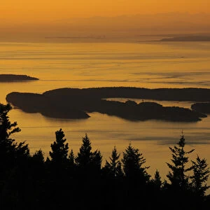 San Juan Islands from Mount Constitution at Sunset, Orcas Island, Washington, USA