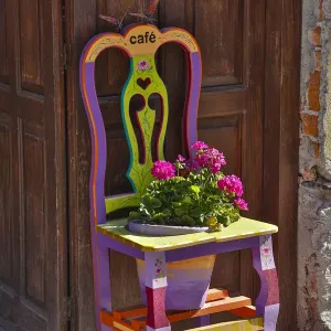 San Miguel De Allende Colorful Chair Planter Print San Miguel De Allende Colorful Chair Planter Print