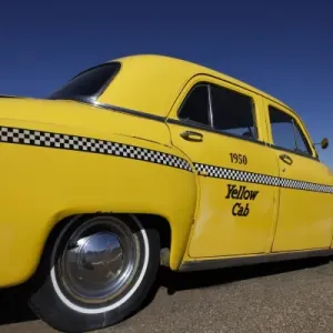 Santa Rosa, New Mexico, United States. Old Yello Cab taxi on Route 66