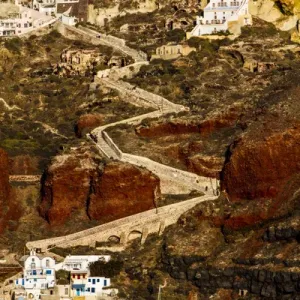 Santorini Island Zig Zag Stair Pathway Print Santorini Island Zig Zag Stair Pathway Print