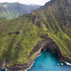 Scenic views of Kauai from above. The Napali Coastline is the most iconic and remonte
