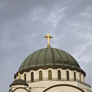 SERBIA, Belgrade. Afternoon View of Sveti Sava Church-Worlds Biggest Orthodox Church