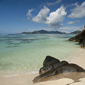 Seychelles, Island of La Digue. Anse Source D Agent, popular white sand beach
