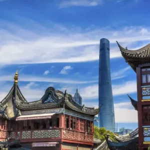 Shanghai Tower, Second Tallest Building in World, Jin Mao Tower from Yuyuan Garden Shanghai Tower, Second Tallest Building in World, Jin Mao Tower from Yuyuan Garden