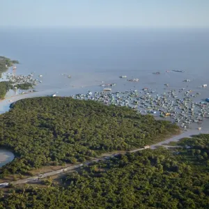 Siem Reap River, Chong Khneas Floating Village, and Tonle Sap Lake, near Siem Reap Siem Reap River, Chong Khneas Floating Village, and Tonle Sap Lake, near Siem Reap
