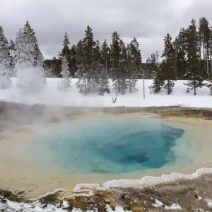 Silex Spring in winter in Yellowstone National Park, Wyoming, USA Silex Spring in winter in Yellowstone National Park, Wyoming, USA