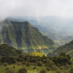 Simien Mountain in morning mist, Ethiopia