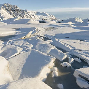 Skaftafelljoekull glacier in the Vatnajoekull NP during Winter