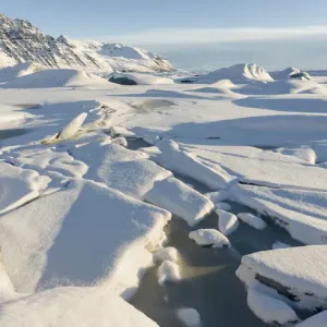 Skaftafelljoekull glacier in the Vatnajoekull NP during Winter