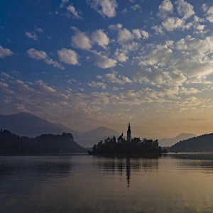 Slovenia. Dawn over Lake Bled