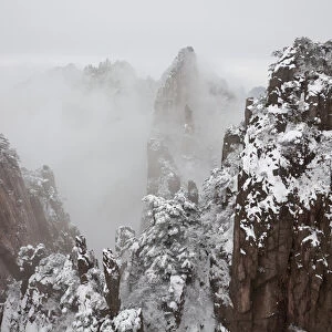 Snow in the Huangshan or Yellow Mountains, Anhui Province, China