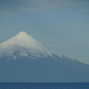 South America, Chile, Puerto Varas. Boats on Llanquihue Lake with the Osorno Volcano