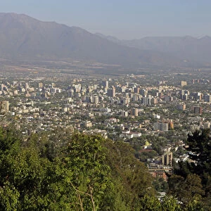 South America, Chile, Santiago. Santiago from San Cristobal Hill