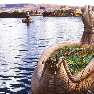 South America, Peru: floatiing islands of the Uros in Lake Titicaca