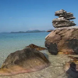 Southeast Asia; Thailand; Puhket; Phi Phi Islands; Rock display at Island Beach