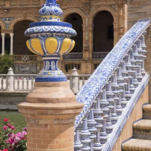 Spain, Andalusia, Seville. Plaza de Espana, built for the Ibero-American exposition in 1929