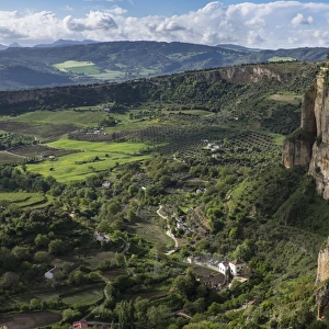 Spain, Andalusia. View over the Ronda Depression, a sloping plateu below the steep