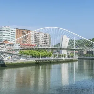Spain, Bilbao, Zubizuri (Campo Volatin ) Bridge Over the Nervion River Spain, Bilbao, Zubizuri (Campo Volatin ) Bridge Over the Nervion River