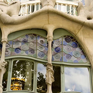 Spain, Catalonia, Barcelona. Gaudis Casa Batllo (1906) lavish baroque bones"