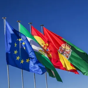 Andalusia Spain Print featuring Granada Flags Andalusia Spain Print featuring Granada Flags