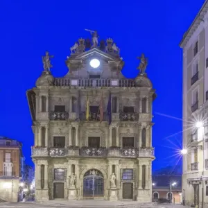 Spain, Pamplona, City Hall at Dawn Spain, Pamplona, City Hall at Dawn