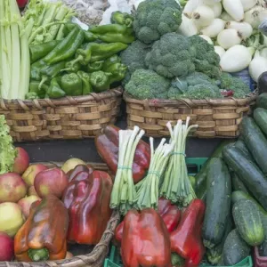 Spain, San Sebastion, Vegetales for Sale at Farmers Market Spain, San Sebastion, Vegetales for Sale at Farmers Market