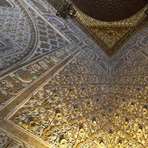 Spain, Seville. Alcazar (aka Reales Alcazares), Moorish / Mudejar style palace. Ornate