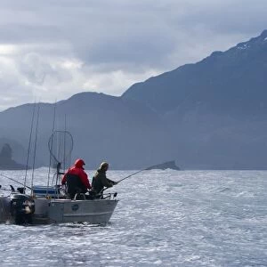 Sport fishermen off Moresby Island, Queen Charlotte Islands, Haida Gwaii, British