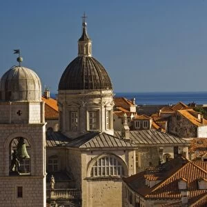 St. Blaise church, and distant Adriatic Sea, Dubrovnik, Croatia a UNESCO World Heritage Site