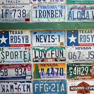 St. Kitts and Nevis, Nevis. Pinneys Beach, license plates