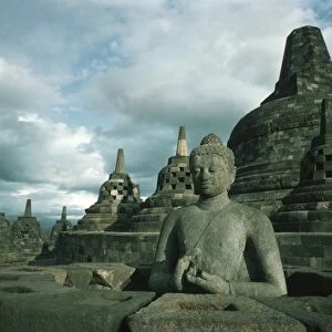 Statue of Buddha, Borobudur, Buddhist temple, Java, Indonesia