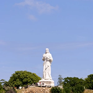 Statue of Christ statue overlooking ther city of Havana Cuba